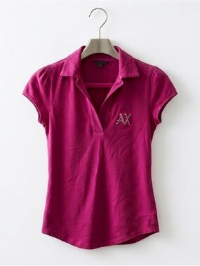 A|X Armani Exchange Women's Magenta Short Sleeve Polo